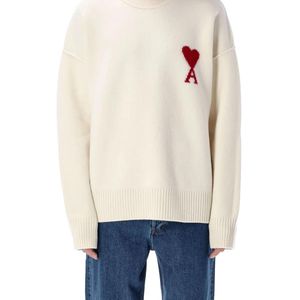 AMI White Wool Ami De Coeur Sweater for men