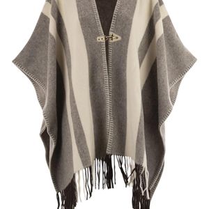 Fay Black Wool Poncho With Hook