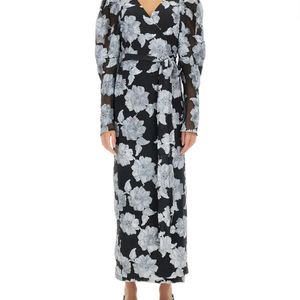 ROTATE BIRGER CHRISTENSEN Black Long Floral Dress
