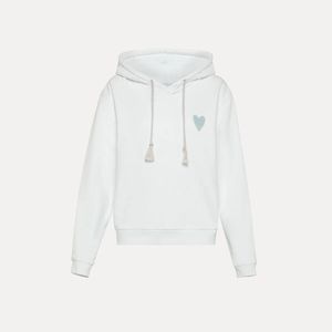 Forte_forte White Essential Diagonal Cotton Hoodie Sw