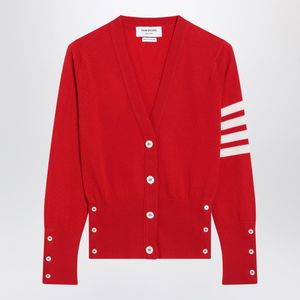 Thom Browne Red Classic Cashmere Cardigan