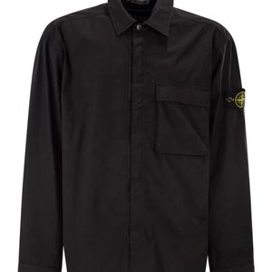 Stone Island Black Comfort Fit Overshirt With Press Studs for men