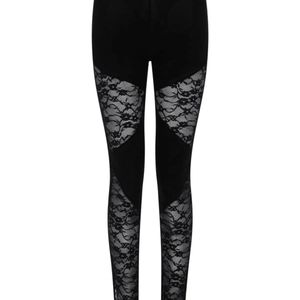 Nina Ricci Black Patchwork Leggings With Lace Inserts