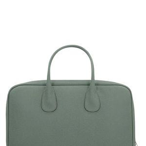 Valextra Green My Logo Leather Briefcase for men