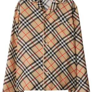 Burberry Brown Embroidered Silk Shirt
