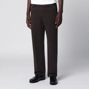 PT01 Brown Dark Cotton Trousers for men