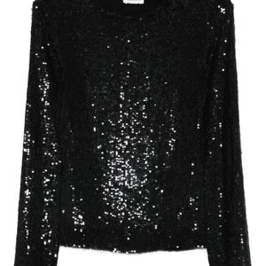 P.A.R.O.S.H. Black Sequin Long Sleeve Top