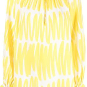 Kiton Yellow Abstract-Print Silk Blouse