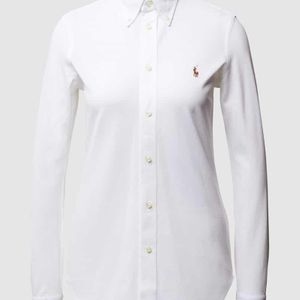Polo Ralph Lauren Weiß Skinny Fit Bluse aus Piqué