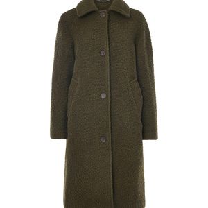 Whistles Green Romy Bouclé Coat