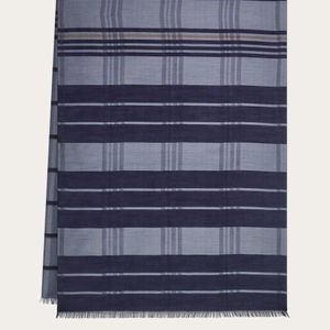 Ferragamo Blue Check Stole for men