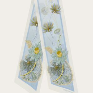 Ferragamo Blue Water Lilies Print Silk Bandeau