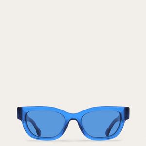 Ferragamo Blue Rectangular Frame Sunglasses