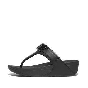 Fitflop Black Lulu Bejewelled Trim Toe-Post Sandals