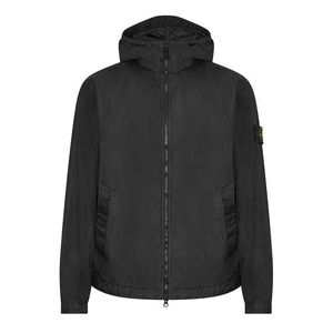 Stone Island Blue Crinkle Rep Hood Bomber Jacket for men
