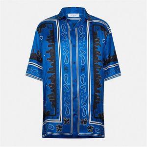 Off-White c/o Virgil Abloh Blue Bandana Short Sleeve Relaxed Fit Bowling Shirt for men