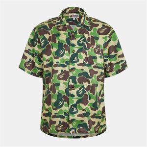 A Bathing Ape Green Short Sleeve Patterned Relaxed Fit Shirt for men