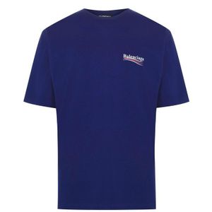 メンズ Balenciaga キャンペーン ロゴ コットンtシャツ ブルー