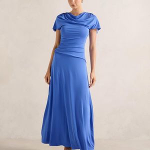 Forever New Blue Gemini High Neck Jersey Maxi Dress