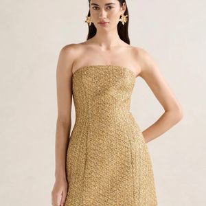Forever New Natural Charlie Tweed Strapless Mini Dress