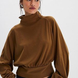 Free People Brown Fall Breeze Turtleneck Top