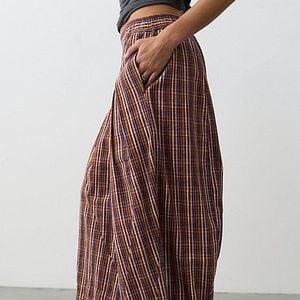 Free People Brown Misty Haze Low-Rise Pull-On Crop Trousers