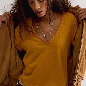 Free People Brown Take 2 Tee