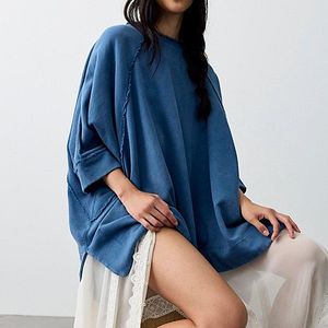 Free People Blue We The Free All Here Oversized Sweatshirt