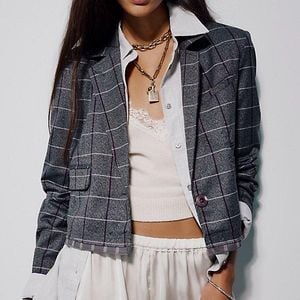 Free People Grey Academia Blazer Jacket