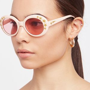 Free People Pink Outta Sight Star Print Sunglasses