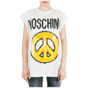 T-shirt maglia maniche corte girocollo donna peace pixel capsule di Moschino in Bianco