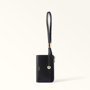 Furla Black Laura Card Case Nero Textured Leather
