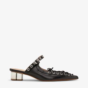 Ganni Black Lace-Up Mules