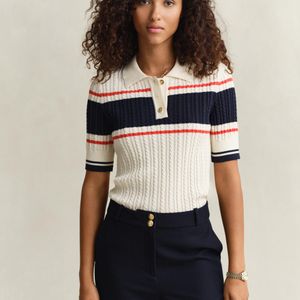 Gant Blue Cotton Short Sleeve Rugger Cream