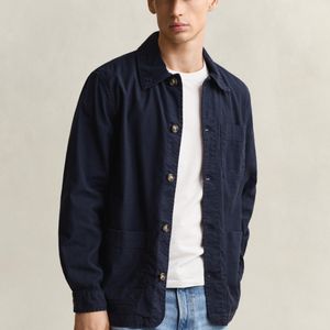 Gant Blue Linen Blend Overshirt Evening for men