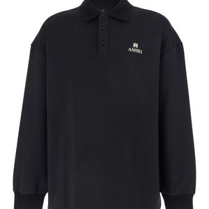 Amiri Blue Sweatshirt With Polo Neck And Front Lettering Logo for men