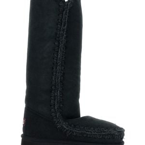 Mou Black 'Eskimo' Boots With Braided Effect And Logo Patch On The Rea