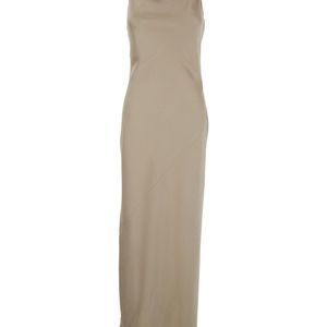 Le Plain Natural Dress Long With Thin Straps And Pendants On The Back In