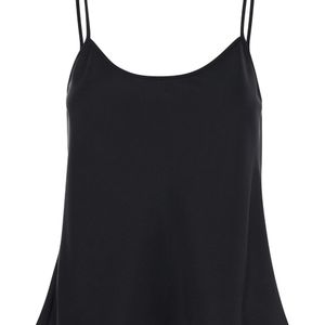 Le Plain Black Tank Top With U Neckline