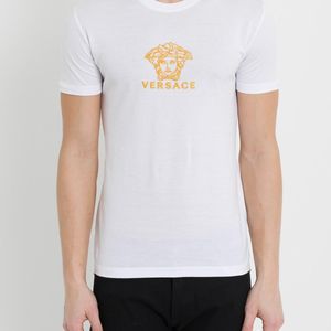 Versace T-Shirt mit Medusa-Stickerei in Weiß für Herren