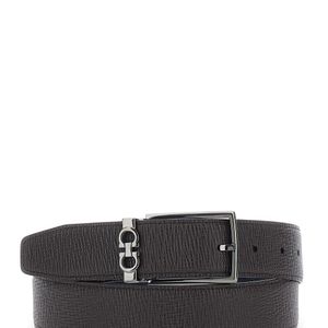 Ferragamo Black Reversible Belt Grained Leather for men