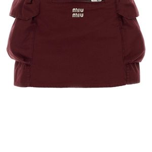 Miu Miu Purple Burgundy Cotton Mini Skirt