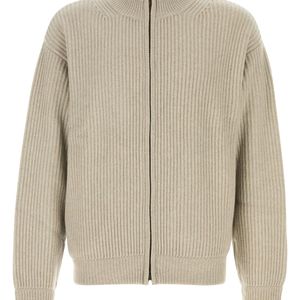 LeKasha Natural Light Grey Cashmere Hanoi Cardigan for men