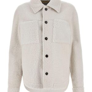 Bottega Veneta White Chalk Shearling Oversize Shirt