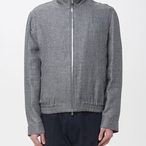 Brunello Cucinelli Grey Wool And Linen Blend Bomber Jacket for men
