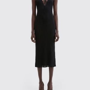 MACCAPANI Black Tie Up Midi Dress