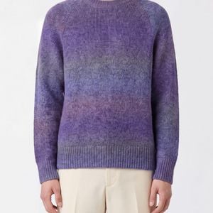 Les Deux Purple Abstract Pattern Acrylic Blend Crewneck Jumper With Ribbed Trims for men