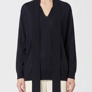 Valentino Garavani Blue Pussy-Bow Neck Sweater