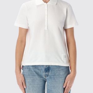 Thom Browne White 4-Bar Cotton Polo