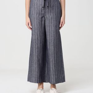 Max Mara Blue Linen Wide-Leg Trousers